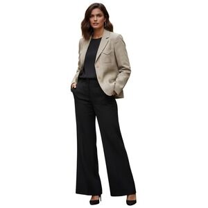 DKNY‎ Glen Plaid Tailored Blazer Tan Cotton NWOT Size 2 Classic Minimalist